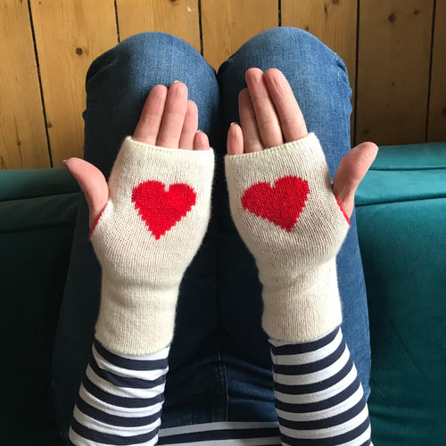 Ladies heart wrist warmers