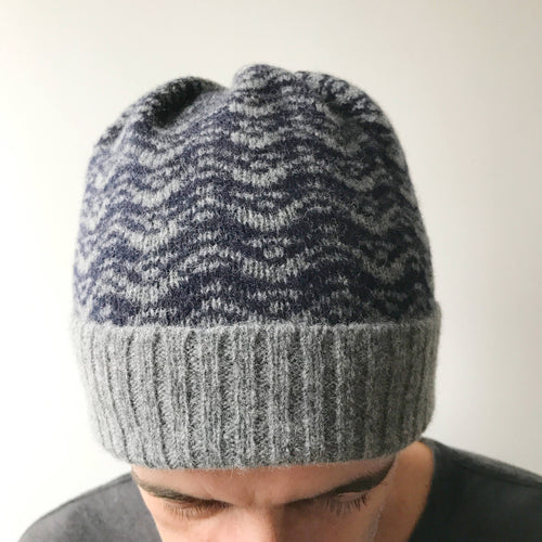 Mens beanie hat - Ripples - Little Knitted Stars